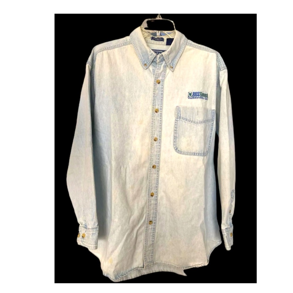 VTG Real Good Denim by All Sport L Mens Denim Shirt BICC GENERAL CO. Grunge Slub